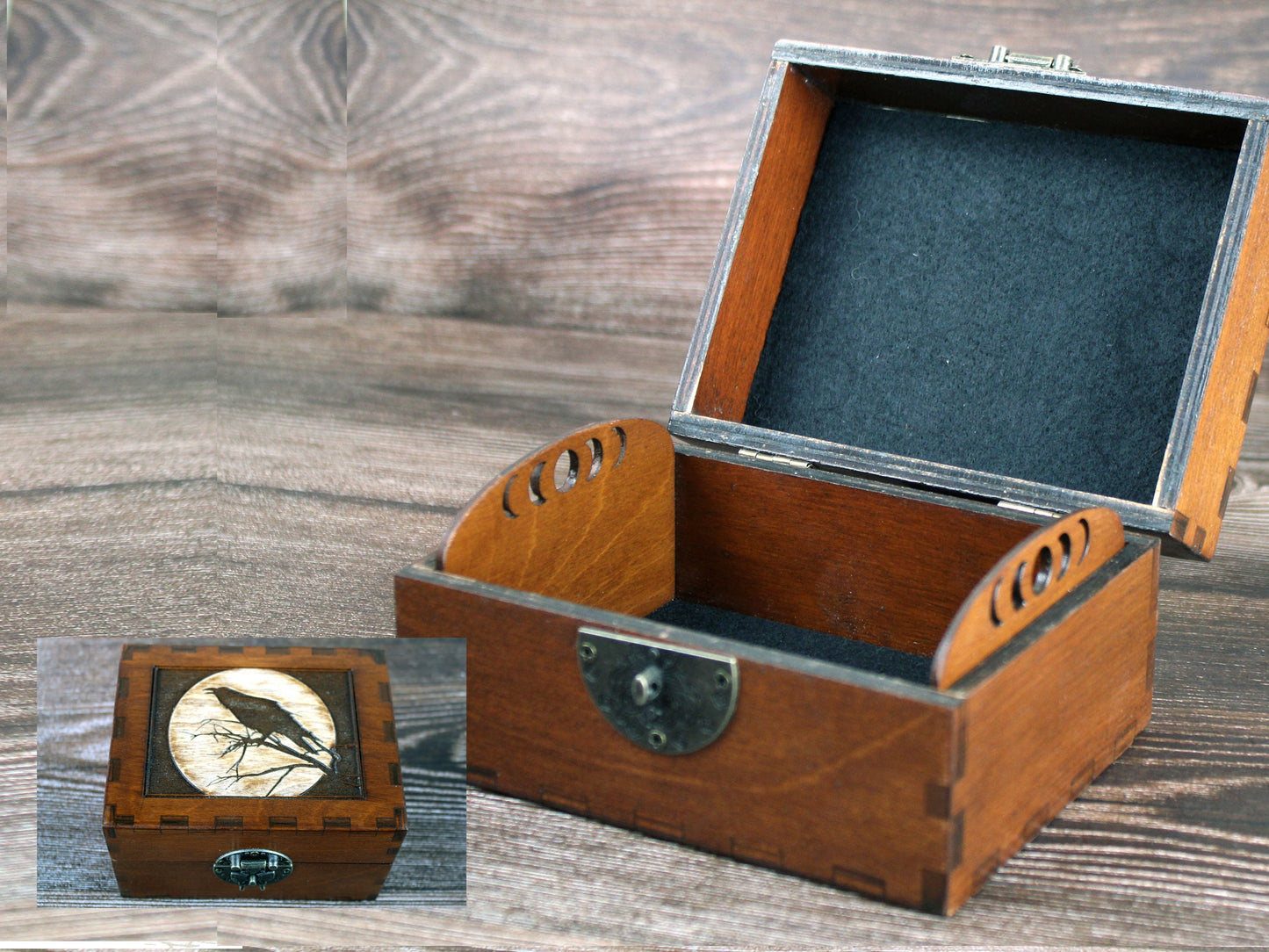 12 Bottle Apothecary Box β Crow/Raven Moon Design