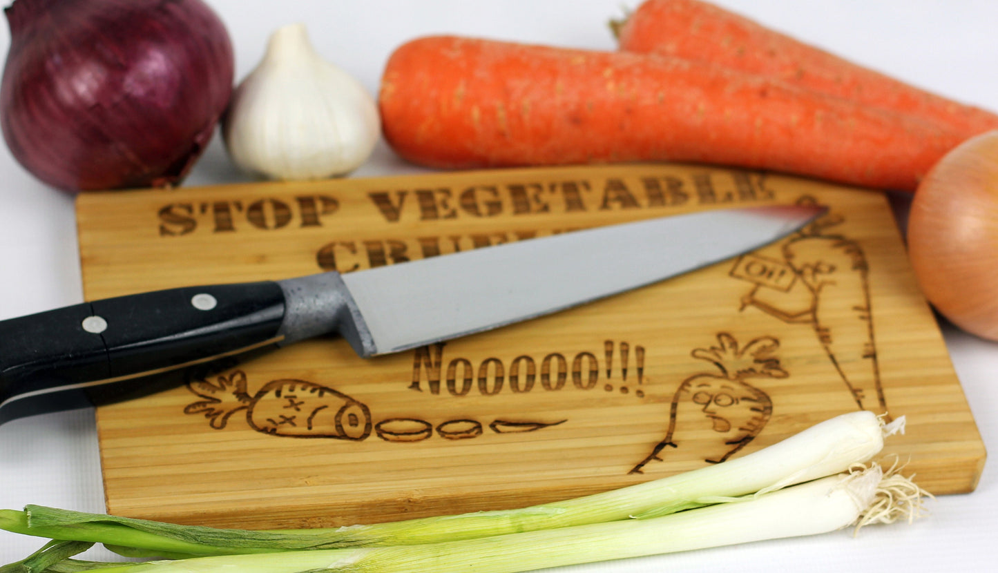 Small funny vegetable rights wooden chopping board, Personalised housewarming gift for vegan or vegetarian moving into new home, baker, cook