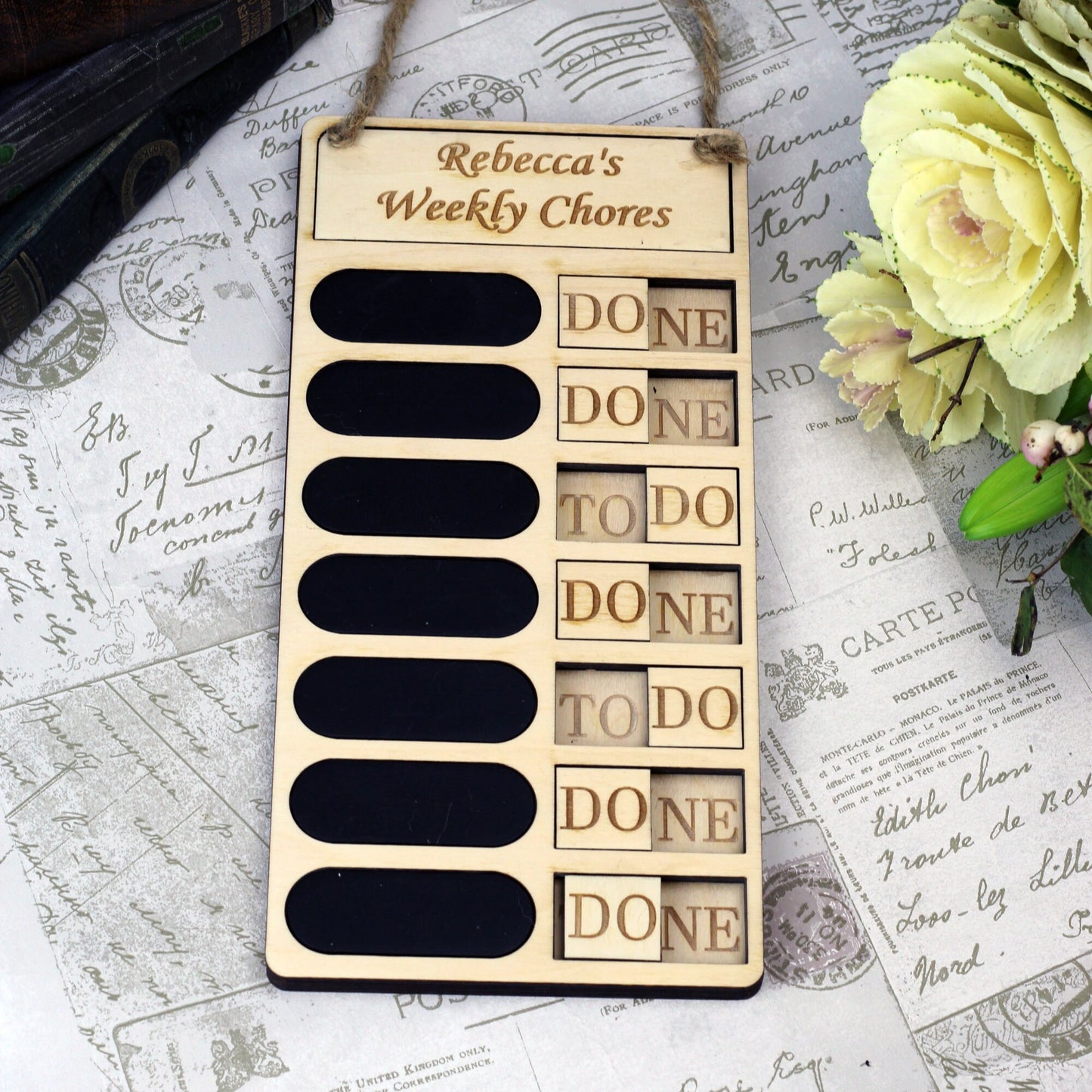 Custom wooden chore chart, record chores and tasks on this editable weekly chore board, wooden to do and task tracker, make it magnetic