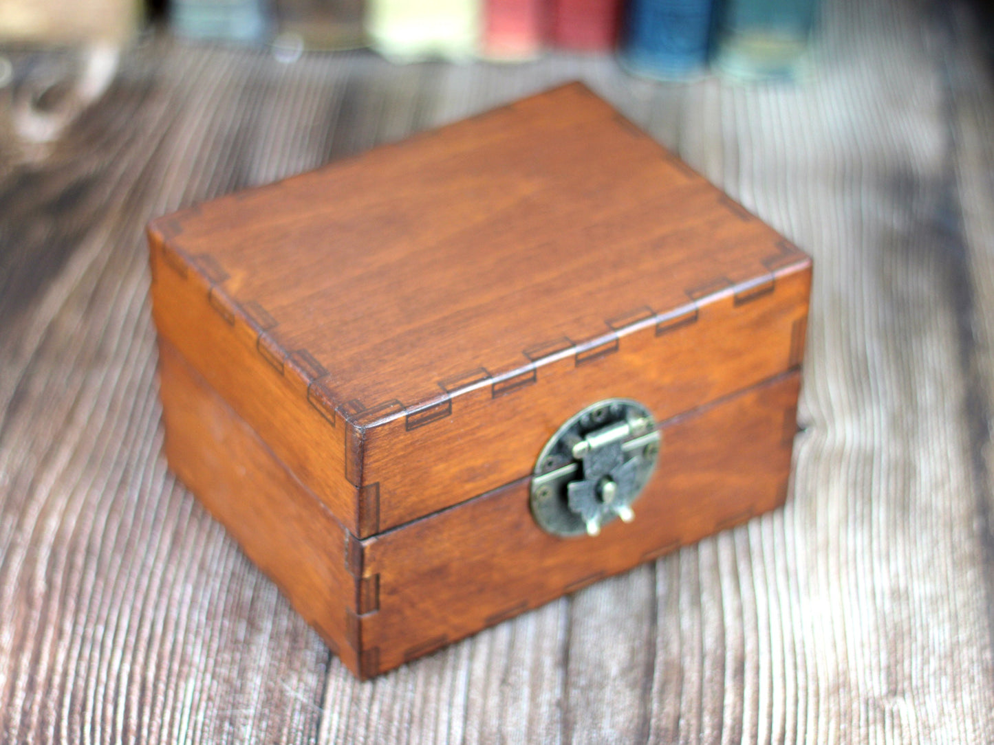 Half and Half Wooden Apothecary Chest - 6 glass bottles