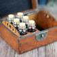 Half and Half Wooden Apothecary Chest - 6 glass bottles