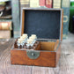 Half and Half Wooden Apothecary Chest - 6 glass bottles
