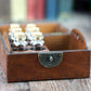 Half and Half Wooden Apothecary Chest - 6 glass bottles