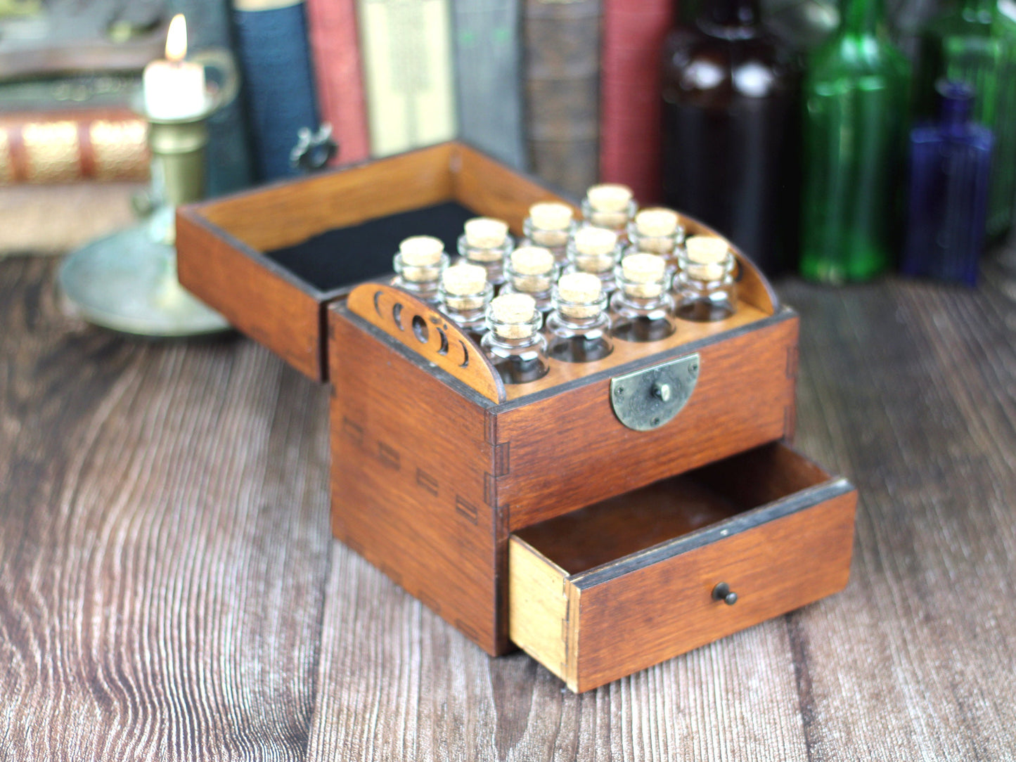 12 Bottle Apothecary Chest with Drawer