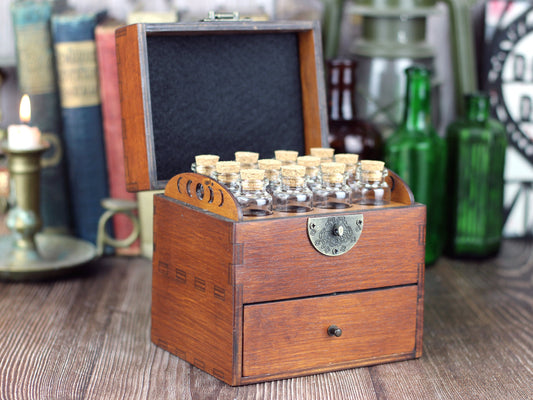 12 Bottle Apothecary Chest with Drawer
