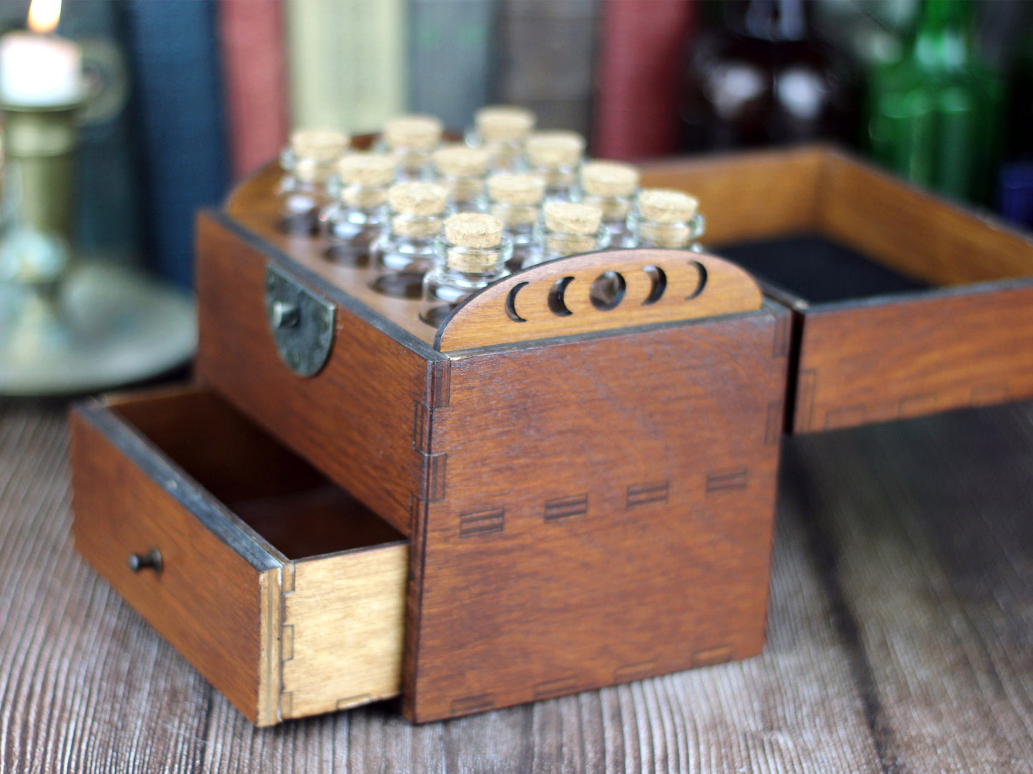 12 Bottle Apothecary Chest with Drawer