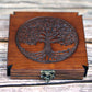 Obsidian Scrying Mirror in Maltese Cross Wooden Box – Tree of Life Design