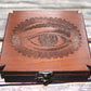Obsidian Scrying Mirror in Maltese Cross Wooden Box - Seeing Eye Design