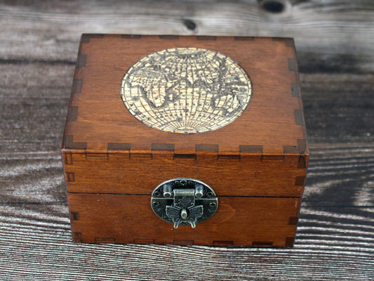 12 Bottle Wooden Apothecary Box – Vintage Globe Design