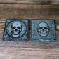 Pair of Slate Coasters - Elaborate skull design