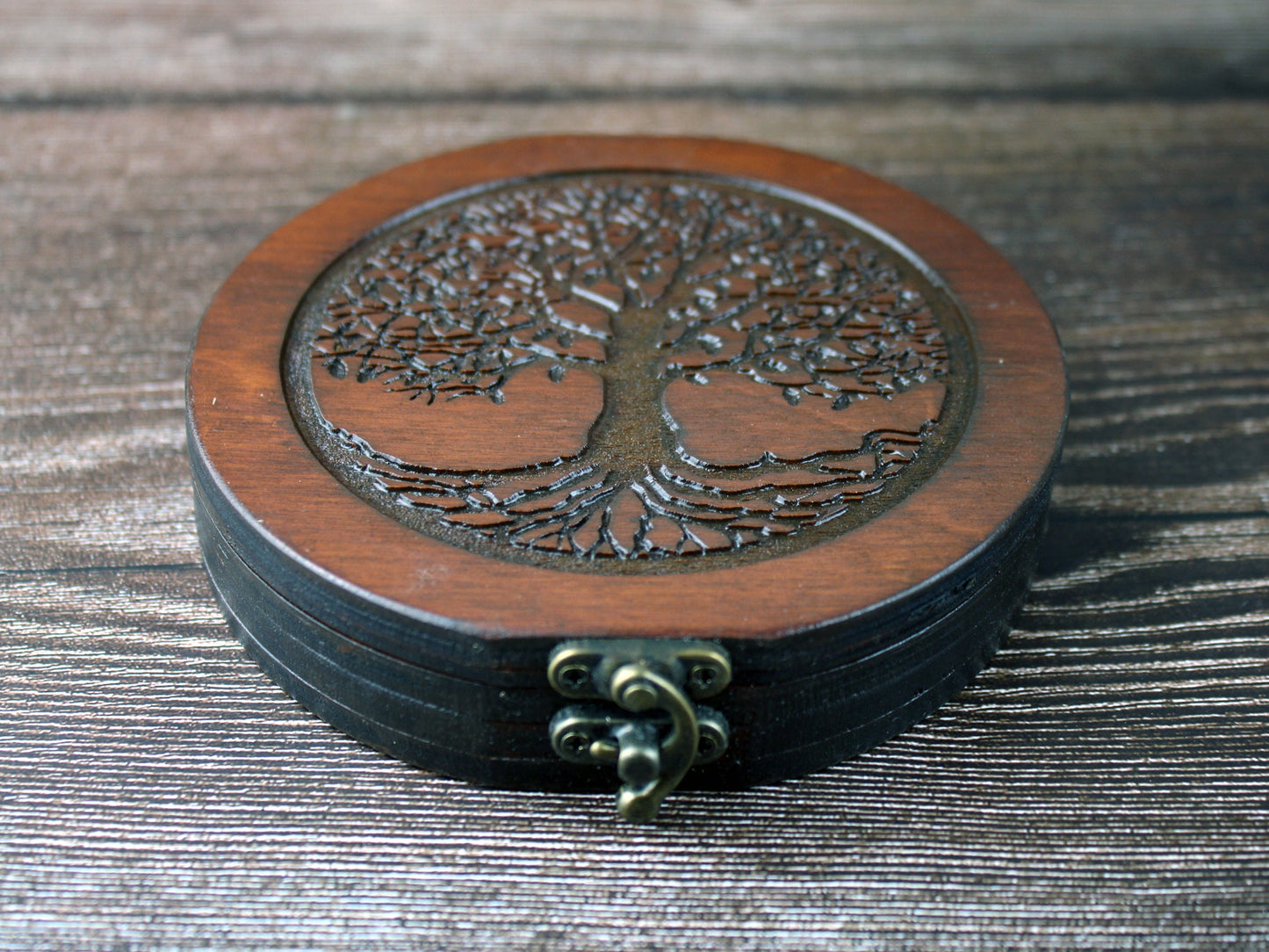 Round Obsidian Scrying Mirror - Tree of Life Design