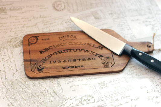 Ouija board wooden chopping board Add a name to make it a personalised cutting board with Ouija board design, good housewarming gift