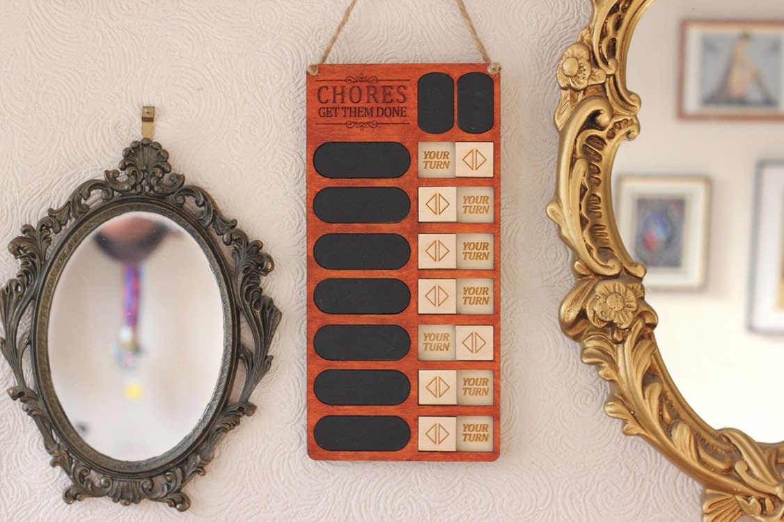 House warming wooden chore chart, record chores and tasks on this editable weekly chore board, new home to do task tracker, make it magnetic