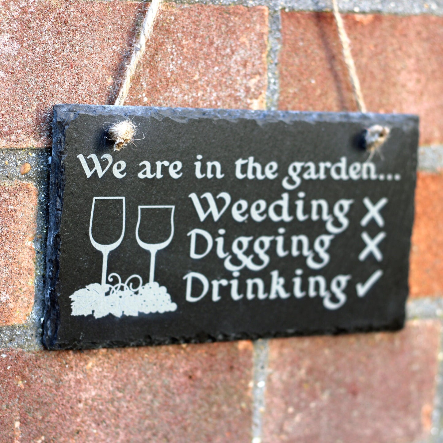 Funny garden slate sign as a garden present for gardener, lawn decoration or slate wall plaque for those who like drinking gin and tonic