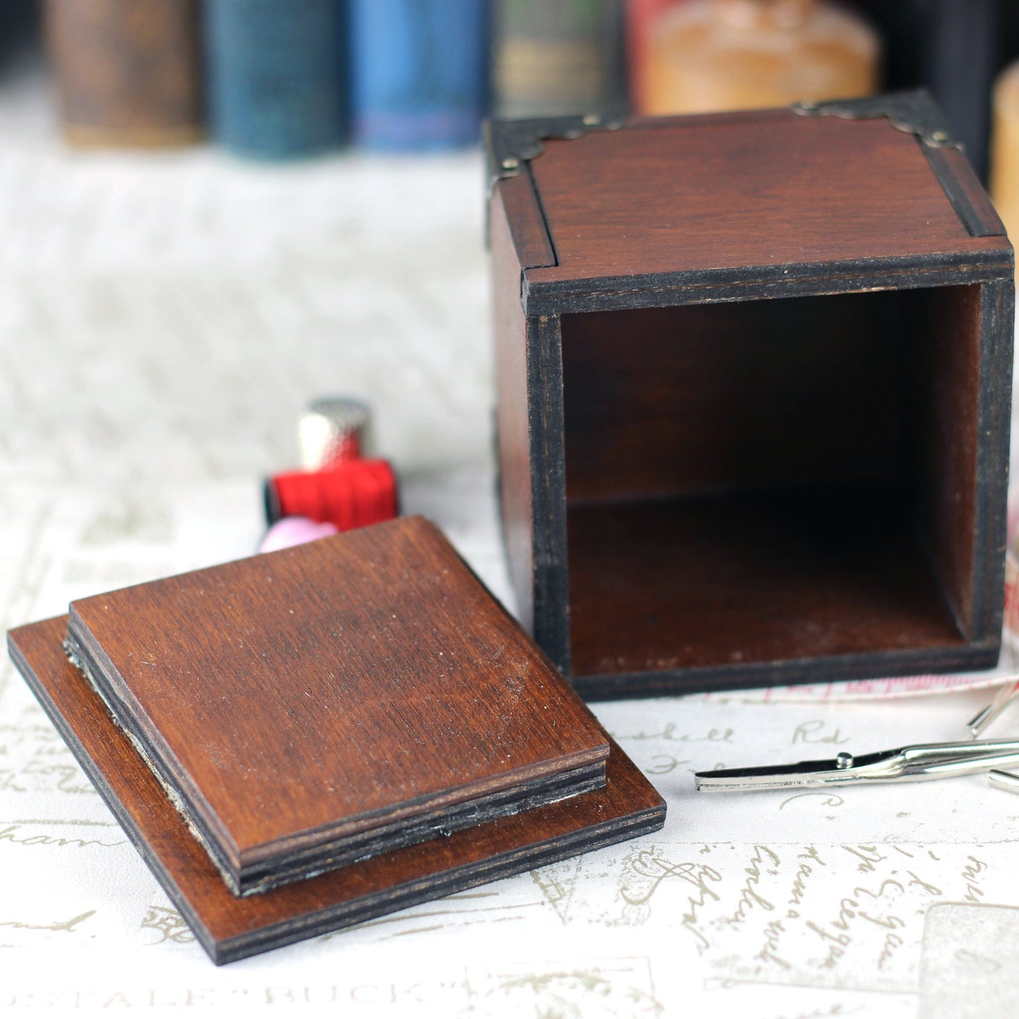 Hedgehog Design Wooden Pin Cushion Sewing Box